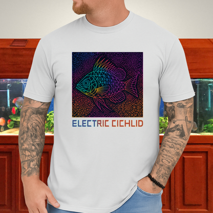 Electric Cichlid Tee – Neon German Blue Ram Geometric Design