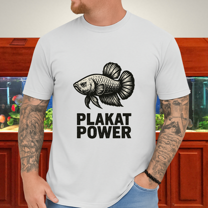 Gritty Plakat Power Betta Shirt – Linocut Style Fishkeeping Apparel