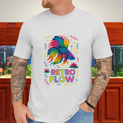 Retro Flow Betta Fish T-Shirt – 90s Neon Rainbow Design-T-Shirt-Fish &amp; Friends Tees
