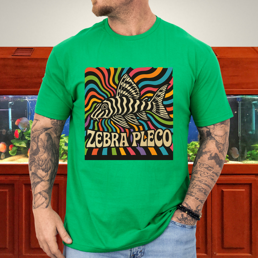 Zebra Pleco Tee – Psychedelic Rainbow Catfish Design