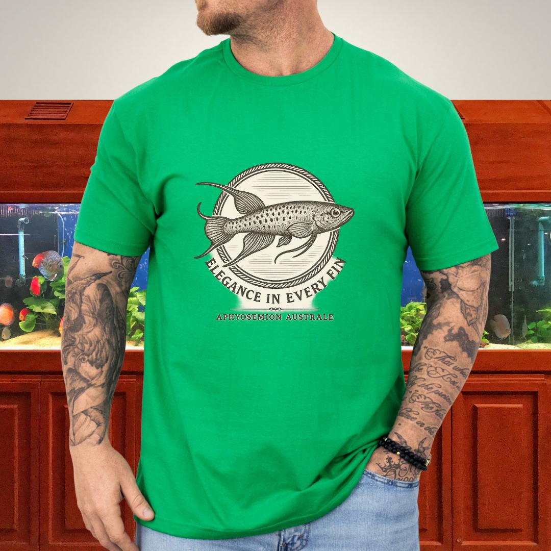 Elegance in Every Fin Tee – Lyretail Killifish Crest Design