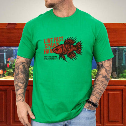 Live Fast, Spawn Hard Tee – Wolterstorffi Killifish Punk Design
