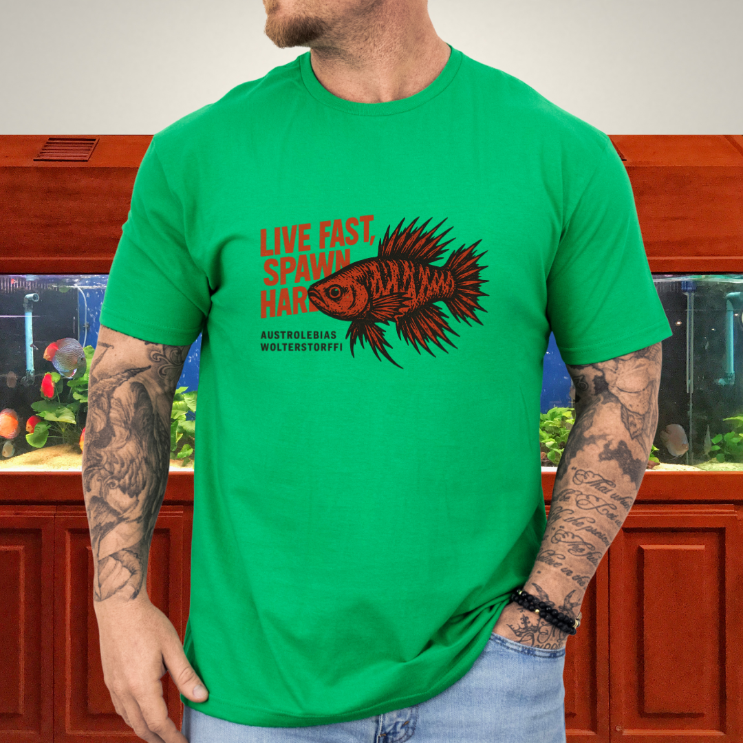 Live Fast, Spawn Hard Tee – Wolterstorffi Killifish Punk Design
