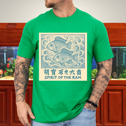 Spirit of the Ram Tee – Ukiyo-e Inspired Cichlid Design