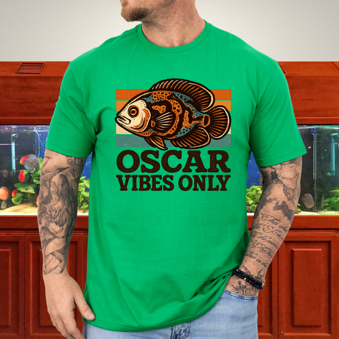 Retro Oscar Cichlid T-Shirt – 70s Groovy Fish Vibes