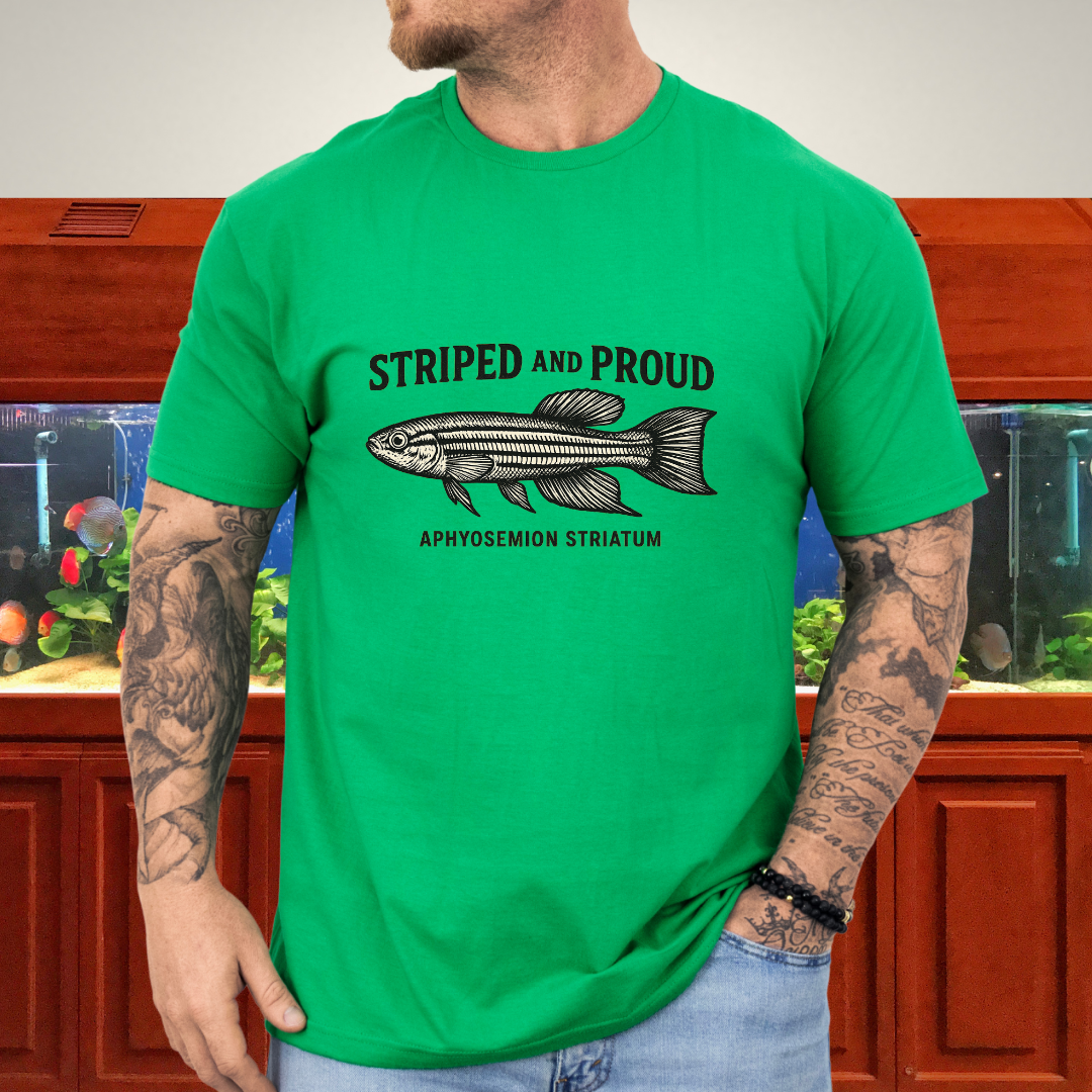 Striped and Proud Tee – Aphyosemion Striatum Retro Banner