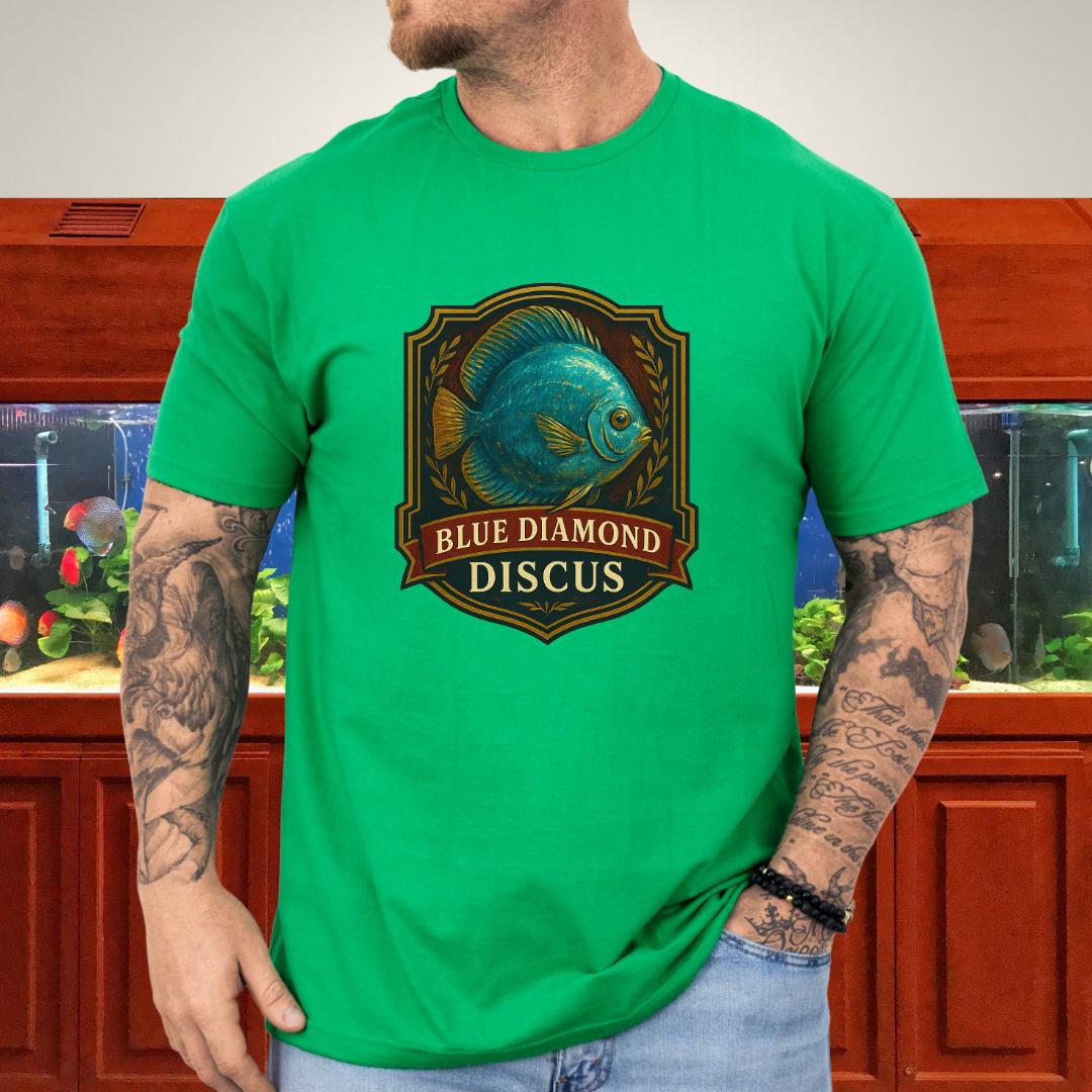 Blue Diamond Discus Retro Crest T-Shirt-T-Shirt-Fish &amp; Friends Tees