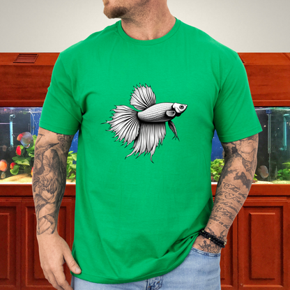 Minimalist Betta Fish Tee – Ink Line Art Design