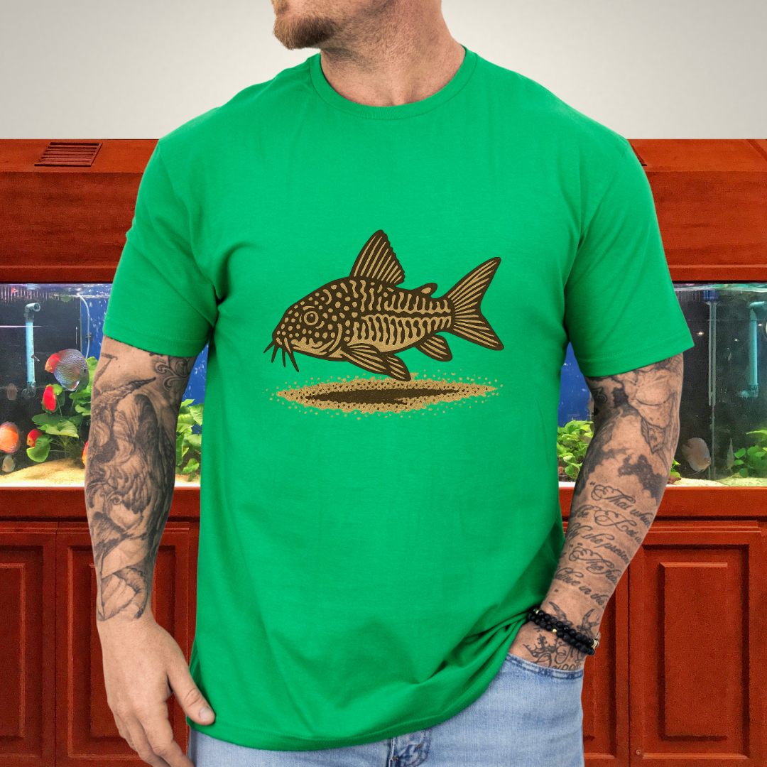 Sand Dweller Tee – Realistic Sterbai Corydoras Design
