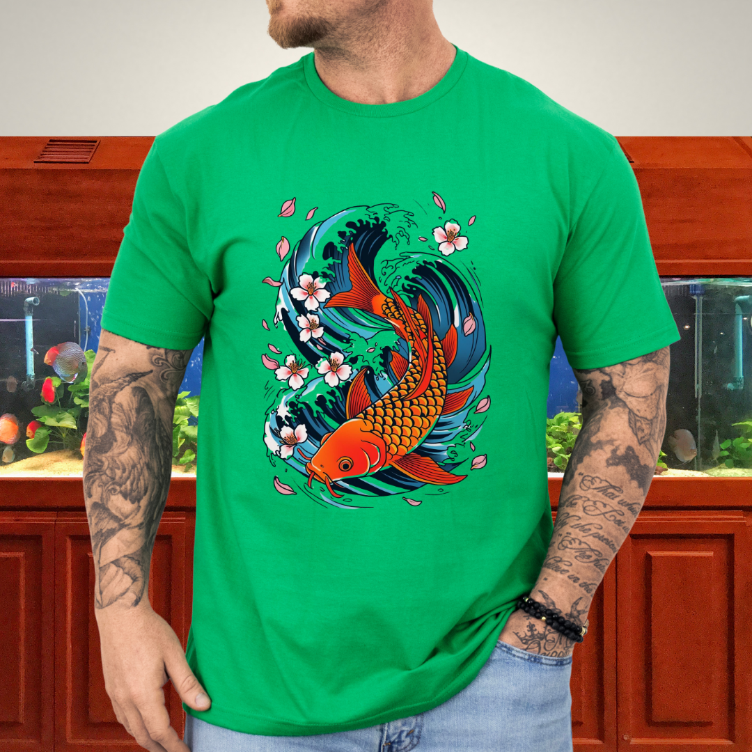 Koi Wave Graphic Tee – Tattoo Style Aquatic Shirt