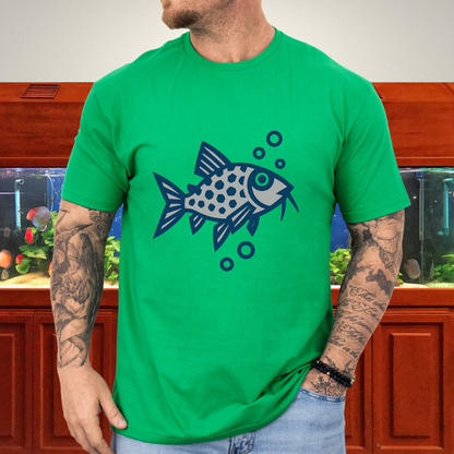 Corydoras Julii Shirt – Bold Blue & Grey Geometric Style