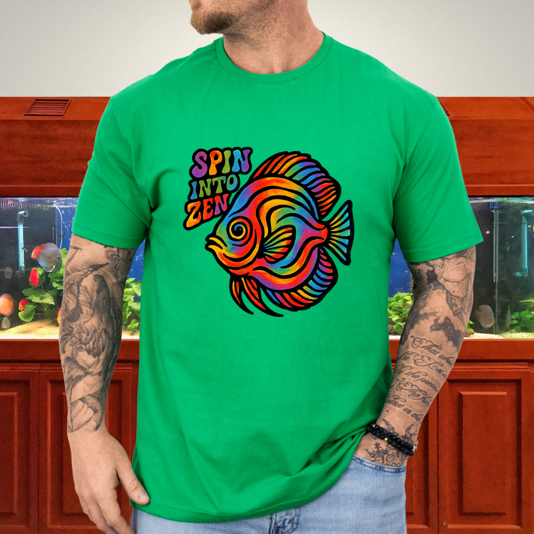 Rainbow Zen Discus Fish Tee – Psychedelic Aquarium Vibes