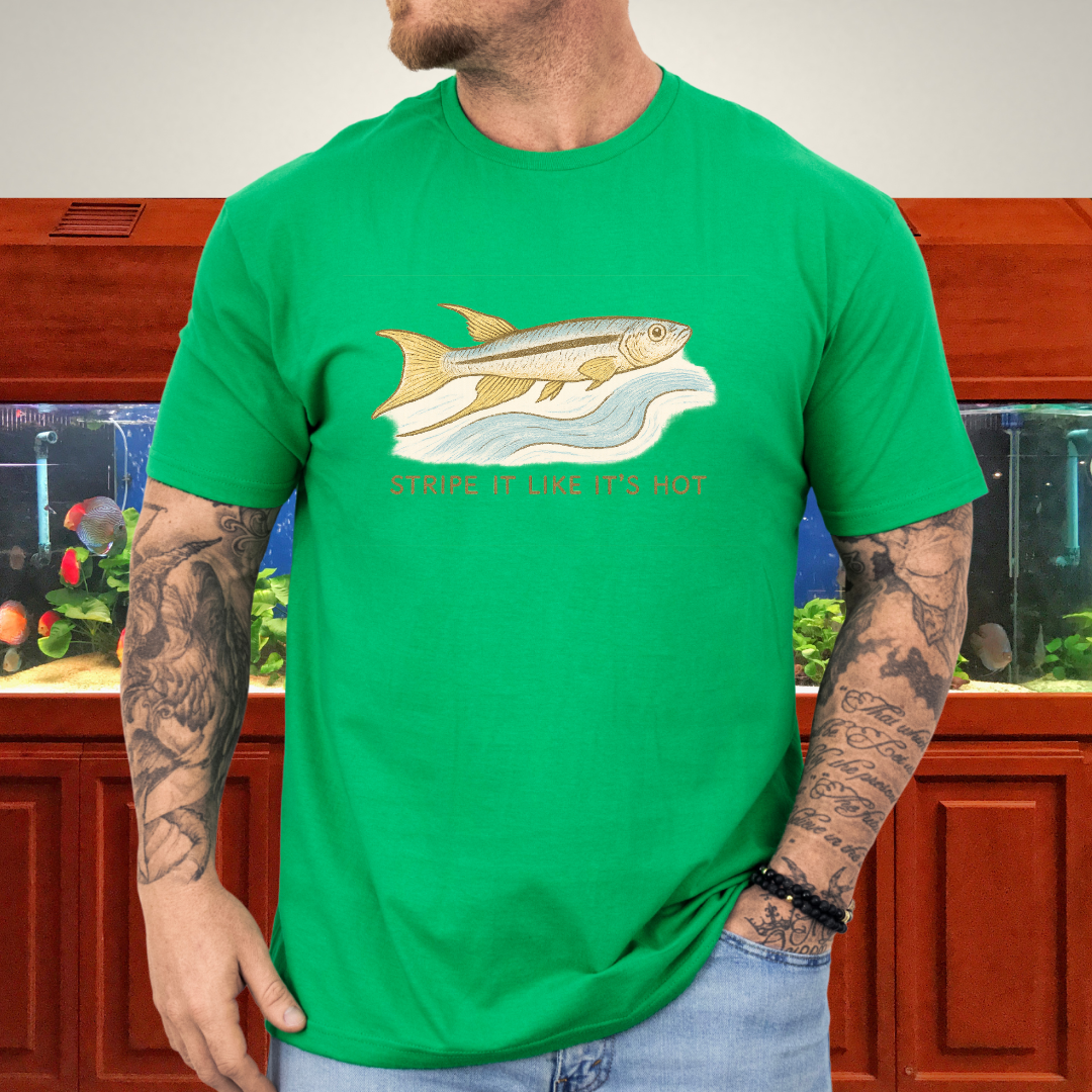 Stripe It Like It’s Hot Tee – Bivittatum Killifish Surreal Design
