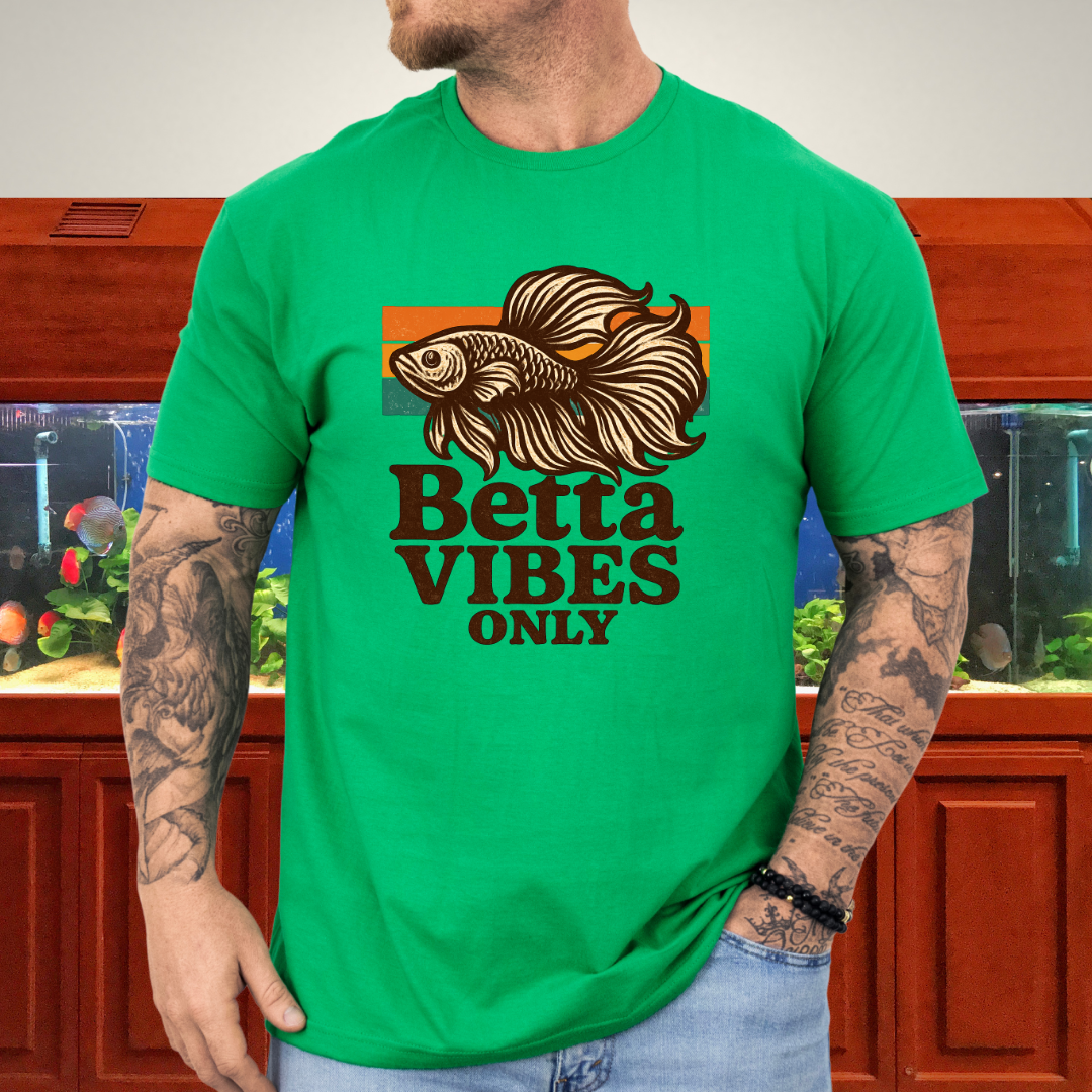 Retro 70s Betta Fish T-Shirt – Groovy Psychedelic Design