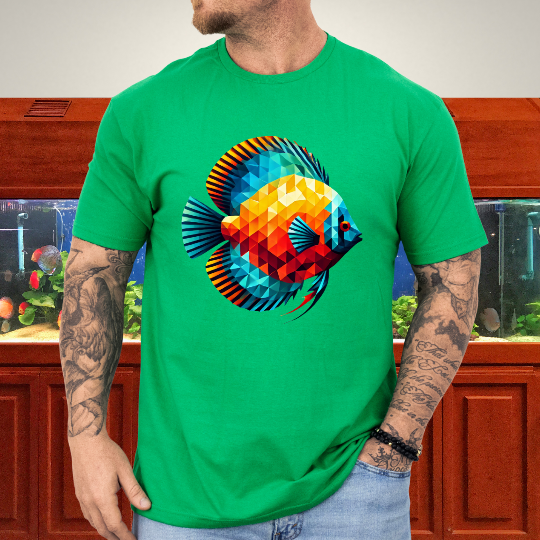 Geometric Discus Fish T-Shirt – Polygonal Aquarium Art