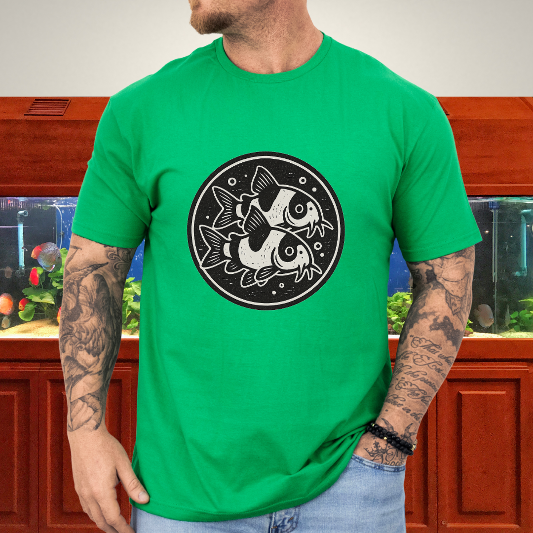 Double the Charm Tee – Panda Corydoras Retro Woodcut