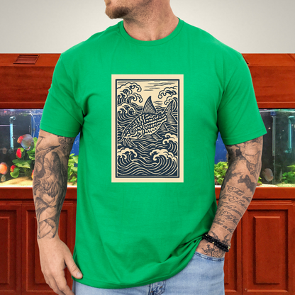 Ukiyo-e Trilineatus Tee – Japanese Wave Corydoras Design
