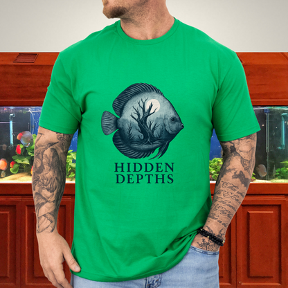 Hidden Depths Discus Tee – Surreal Aquarium Art Design