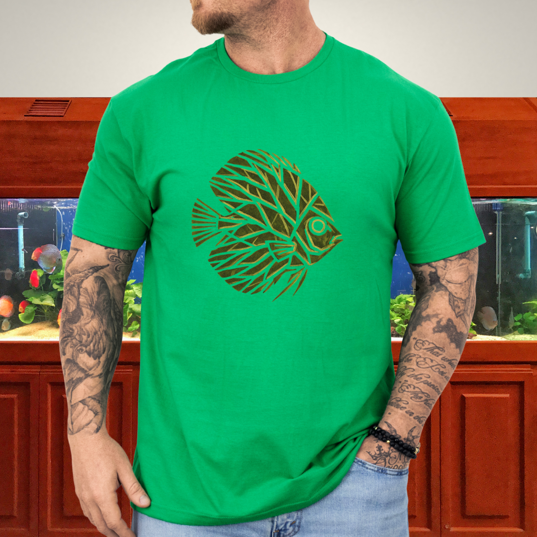 Leaf Vein Discus Tee – Modern Geometric Fish Design
