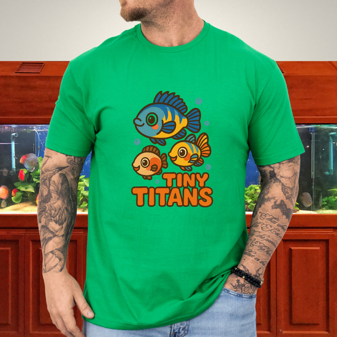 Tiny Titans Tee – Kawaii Dwarf Cichlid Cartoon Design
