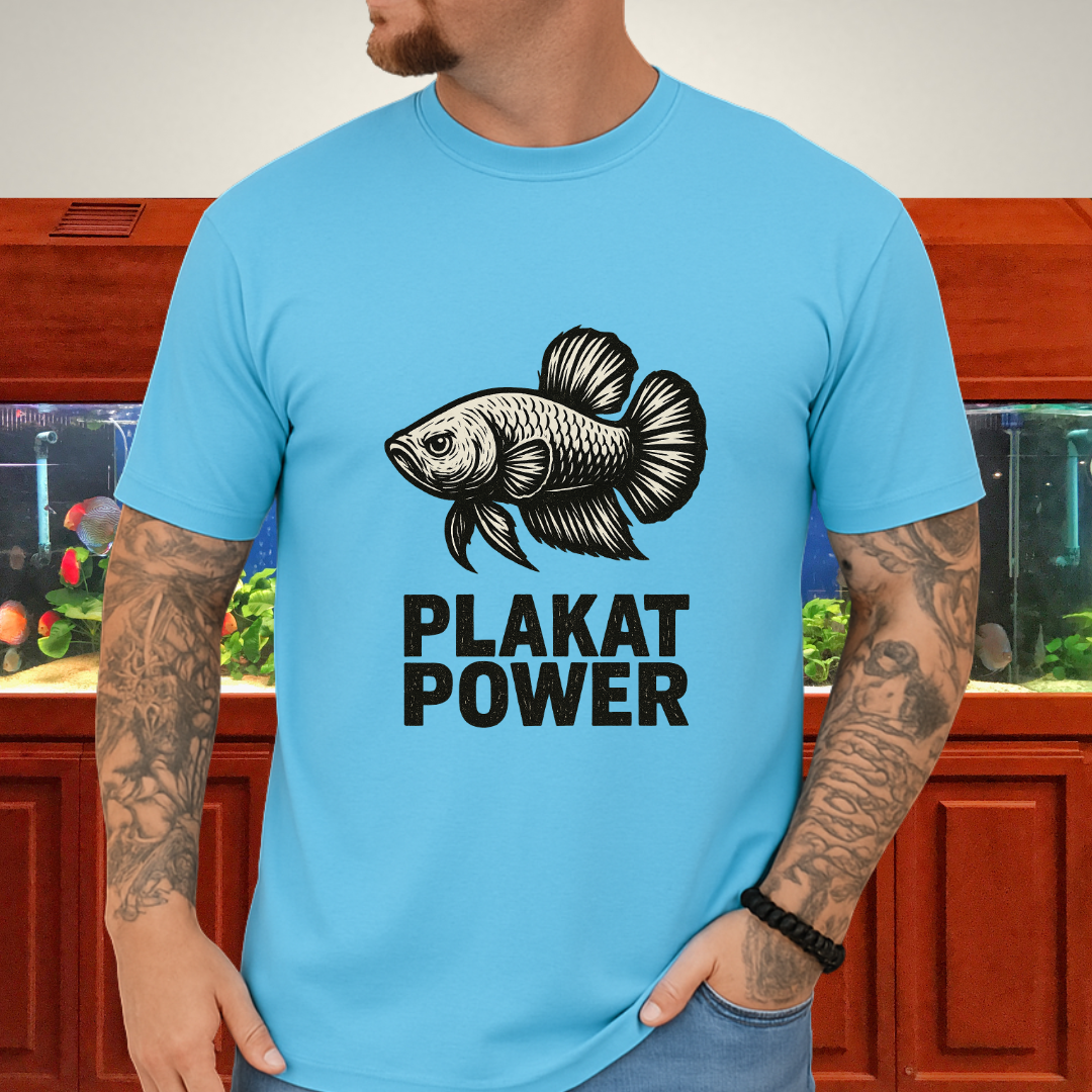 Gritty Plakat Power Betta Shirt – Linocut Style Fishkeeping Apparel