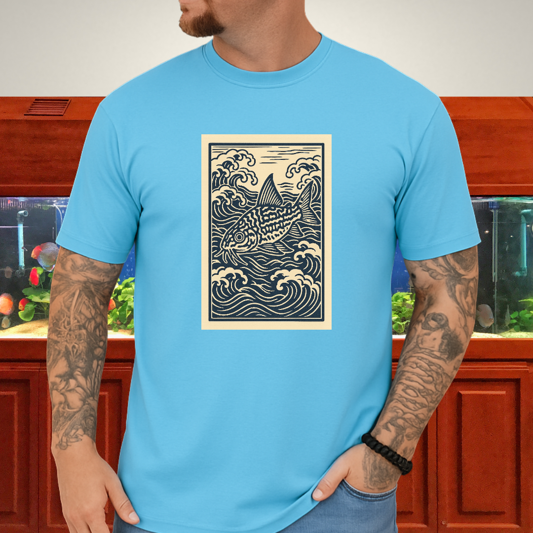 Ukiyo-e Trilineatus Tee – Japanese Wave Corydoras Design
