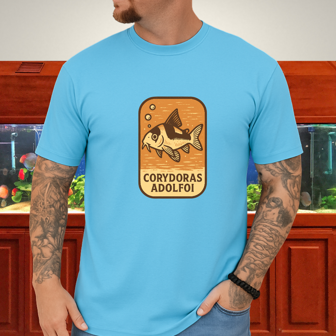 Retro Hover Tee – Corydoras Adolfoi Woodcut Style
