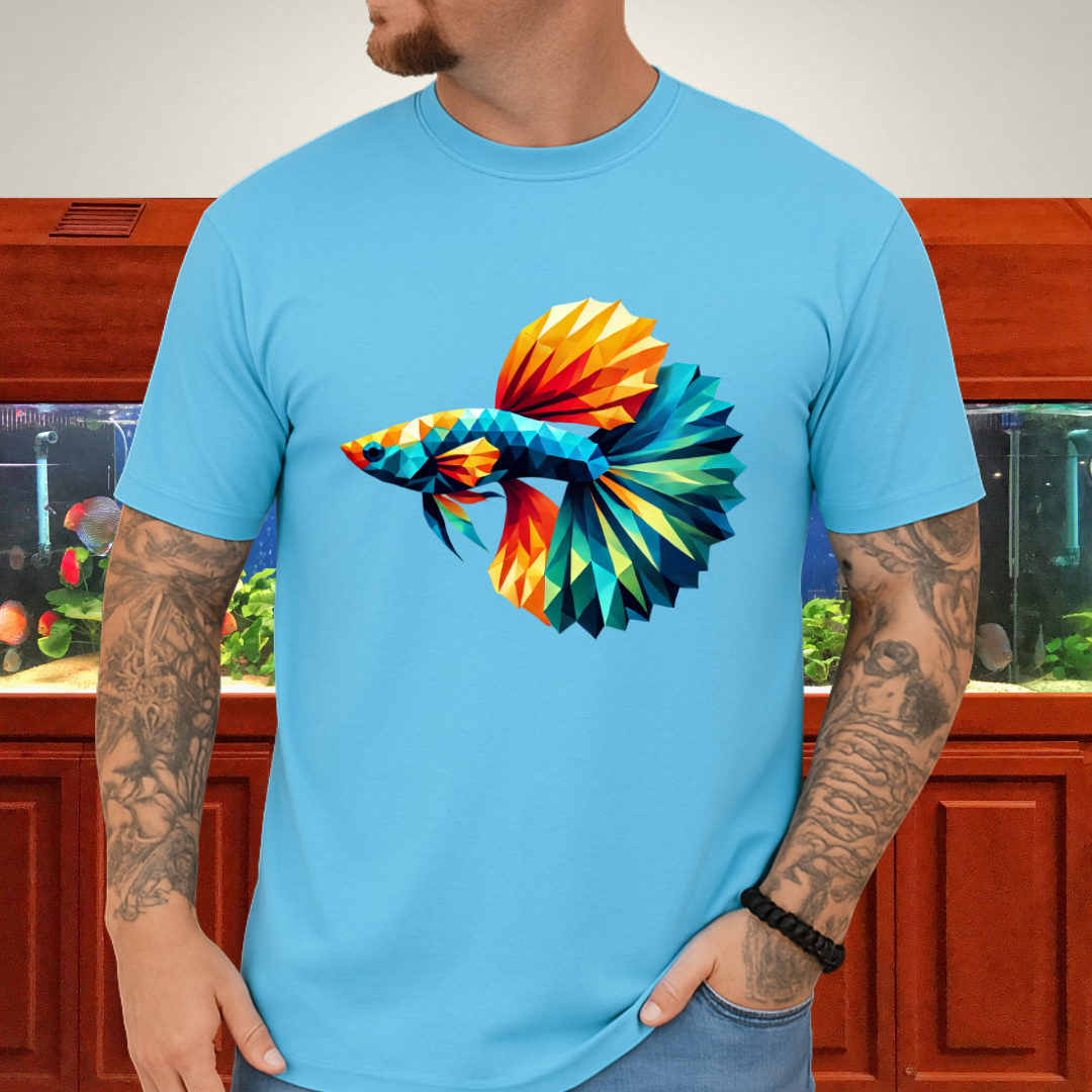 Geometric Guppy Fish T-Shirt – Polygonal Aquarium Style