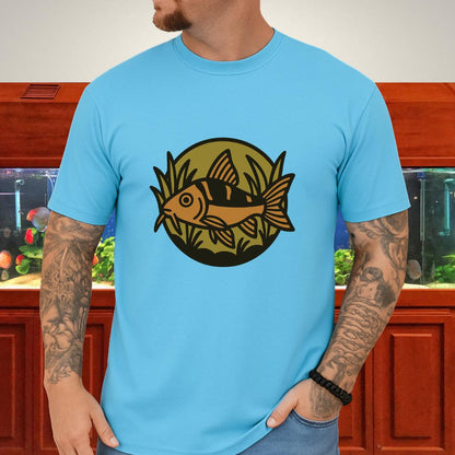 Corydoras Logo Shirt – Earthy Brown & Olive Badge Style-T-Shirt-Fish &amp; Friends Tees