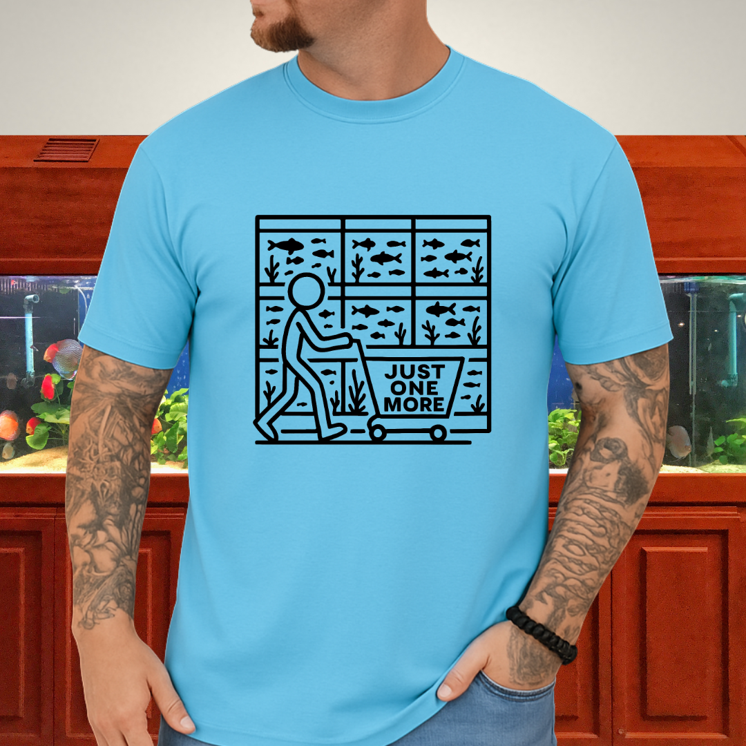 One More Tank T-Shirt – Stick Figure Aquarium Hobby Humor