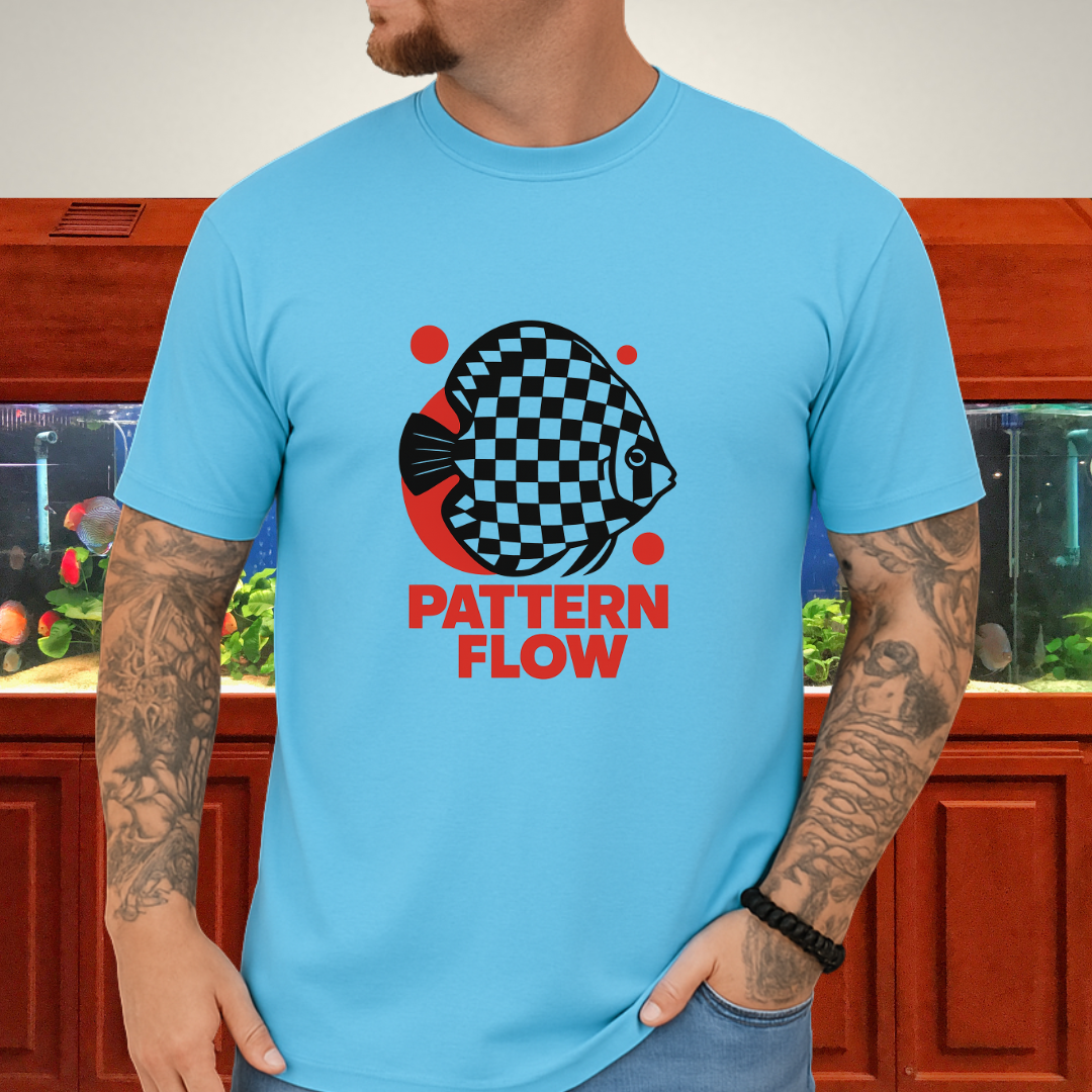 Pattern Flow Checkerboard Discus Geometric Tee