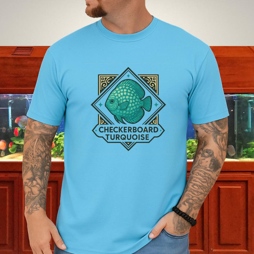 Checkerboard Turquoise Discus Nostalgia T-Shirt-T-Shirt-Fish &amp; Friends Tees