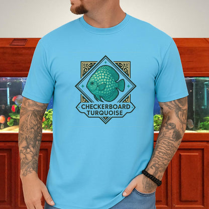 Checkerboard Turquoise Discus Nostalgia T-Shirt-T-Shirt-Fish &amp; Friends Tees