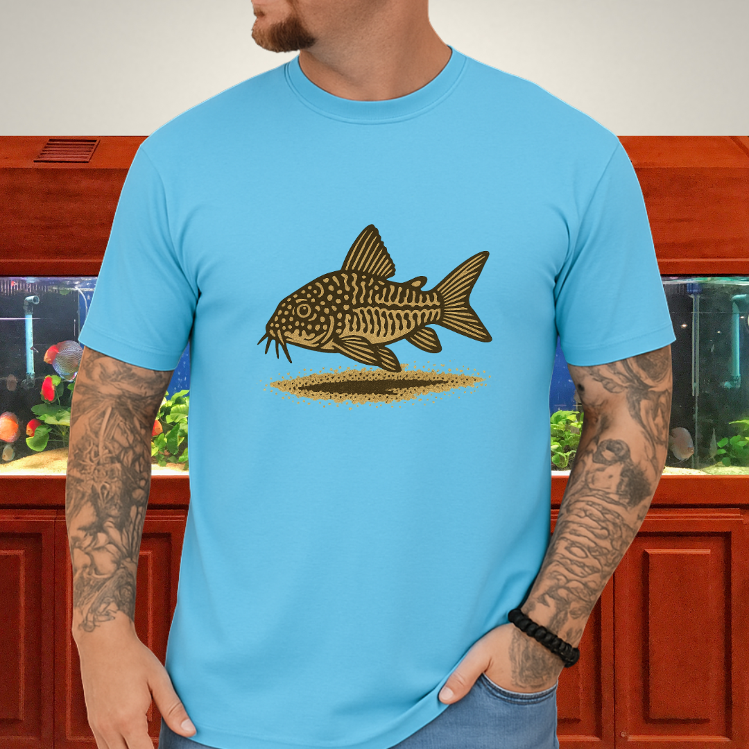 Sand Dweller Tee – Realistic Sterbai Corydoras Design