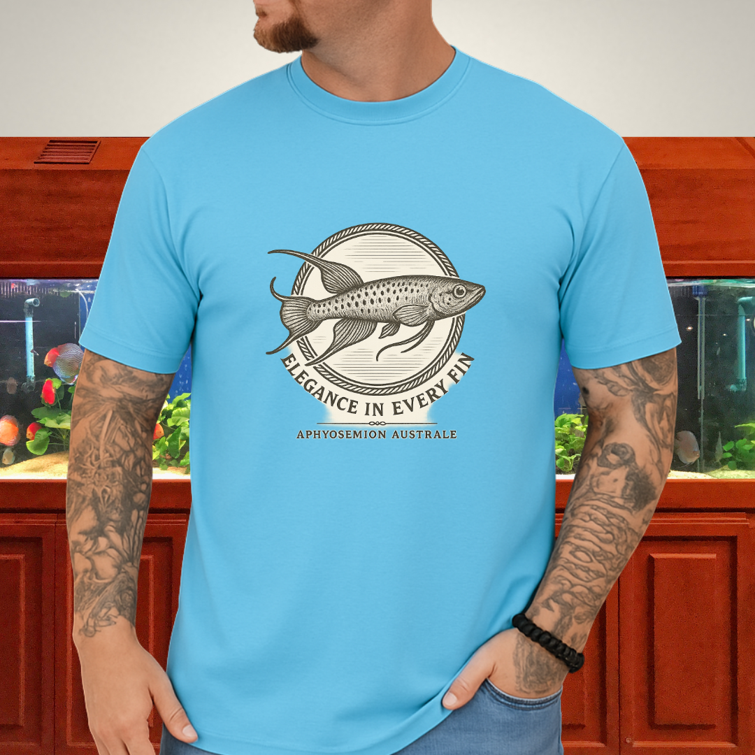 Elegance in Every Fin Tee – Lyretail Killifish Crest Design