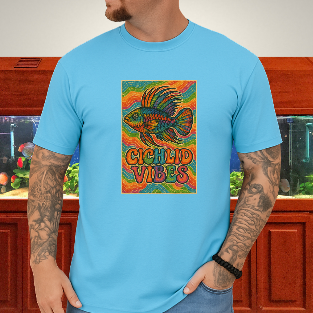 Cichlid Vibes Tee – Groovy Rainbow Apistogramma Design