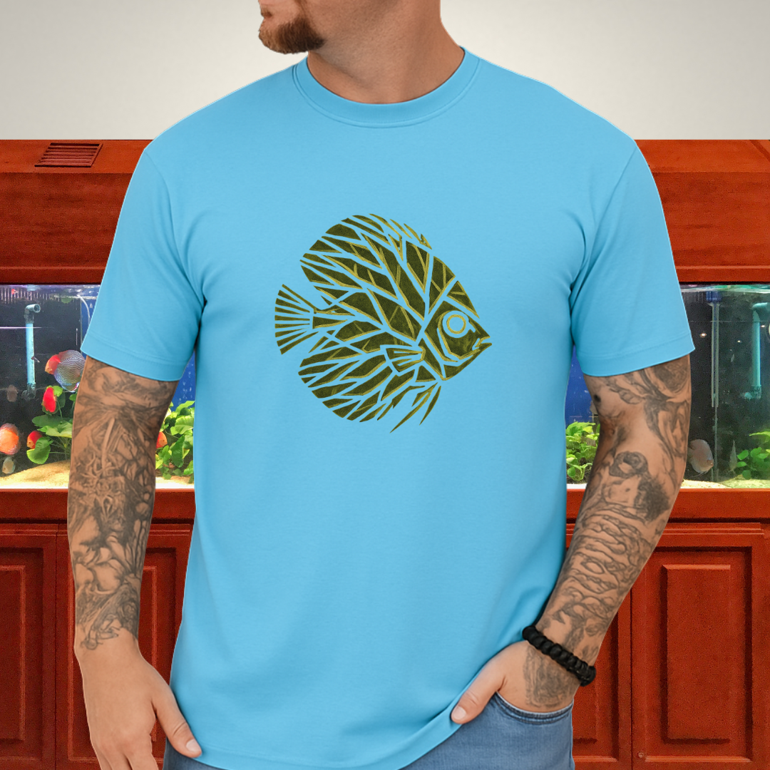 Leaf Vein Discus Tee – Modern Geometric Fish Design