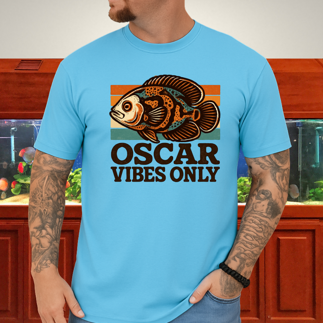 Retro Oscar Cichlid T-Shirt – 70s Groovy Fish Vibes