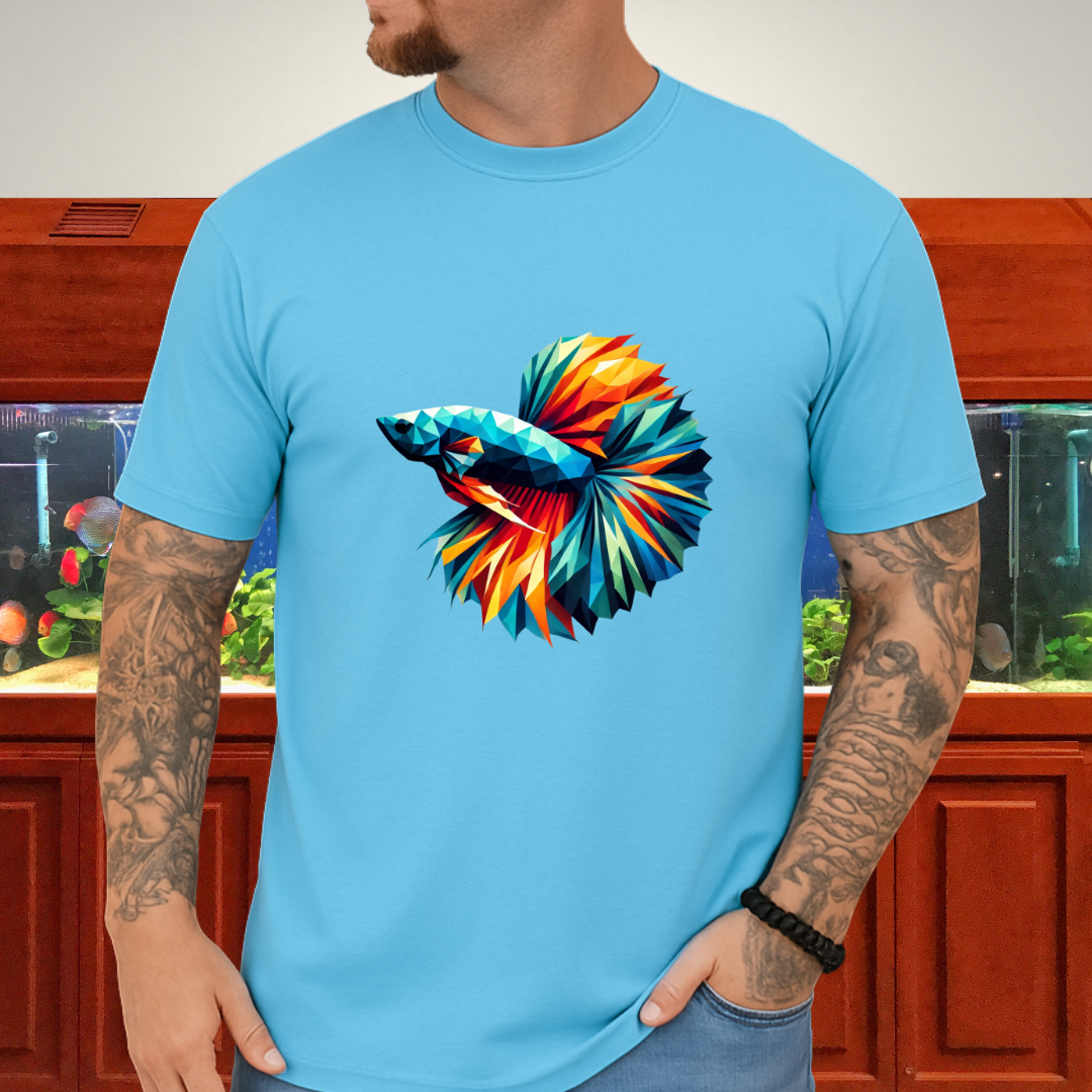 Geometric Betta Fish T-Shirt – Polygon Art Aquarium Style