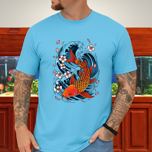 Koi Wave Graphic Tee – Tattoo Style Aquatic Shirt