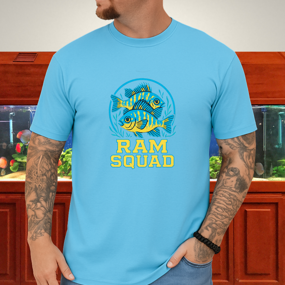 Ram Squad Tee – German Blue Ram Retro Sports Logo Design