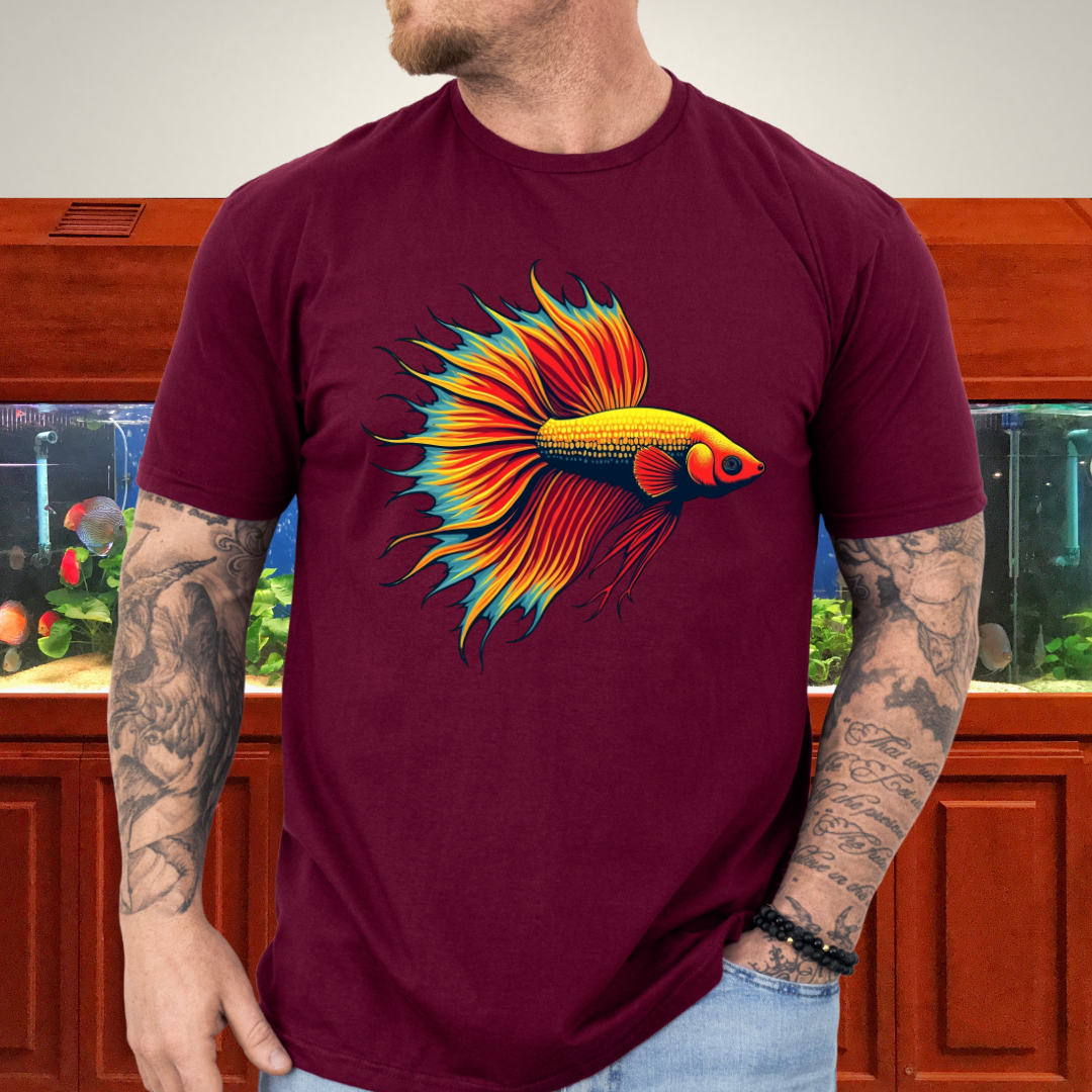 Bubbly Betta T-Shirt – Fiery Siamese Fighting Fish Design for Tropical Aquarium Lovers