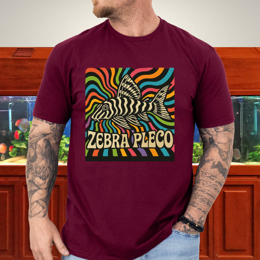 Zebra Pleco Tee – Psychedelic Rainbow Catfish Design