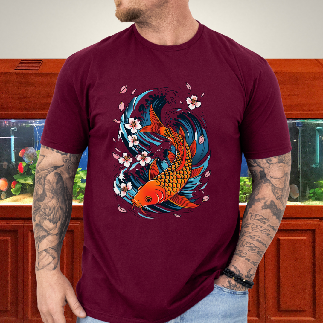 Koi Wave Graphic Tee – Tattoo Style Aquatic Shirt