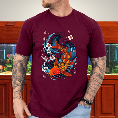 Koi Wave Graphic Tee – Tattoo Style Aquatic Shirt