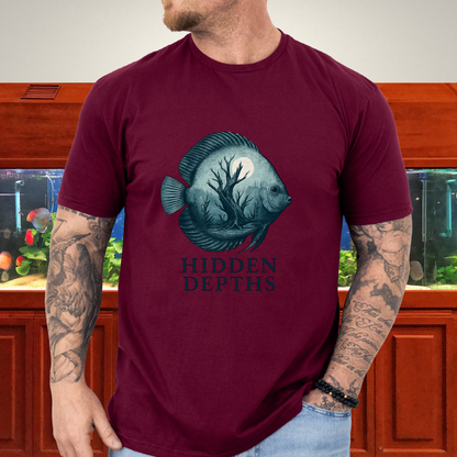 Hidden Depths Discus Tee – Surreal Aquarium Art Design