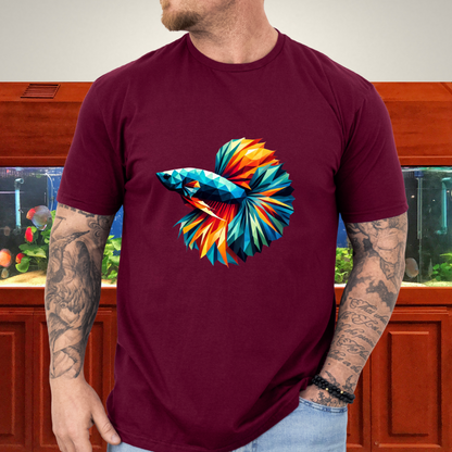 Geometric Betta Fish T-Shirt – Polygon Art Aquarium Style
