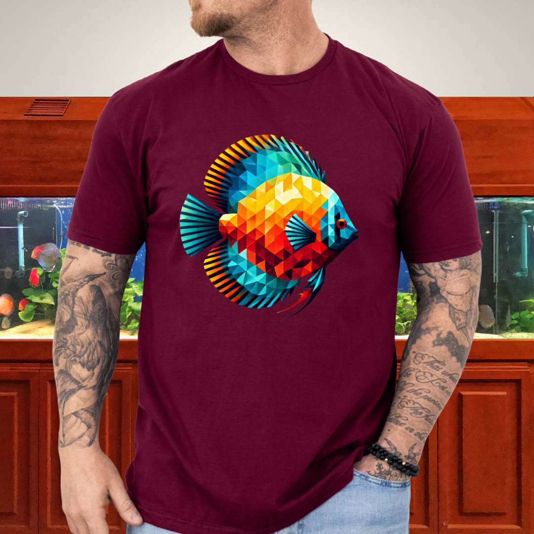 Geometric Discus Fish T-Shirt – Polygonal Aquarium Art