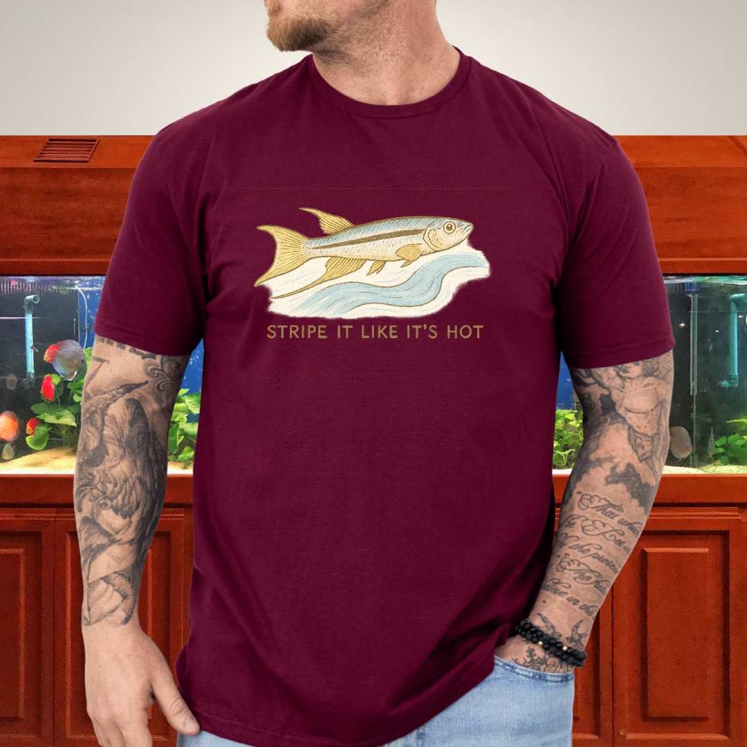 Stripe It Like It’s Hot Tee – Bivittatum Killifish Surreal Design