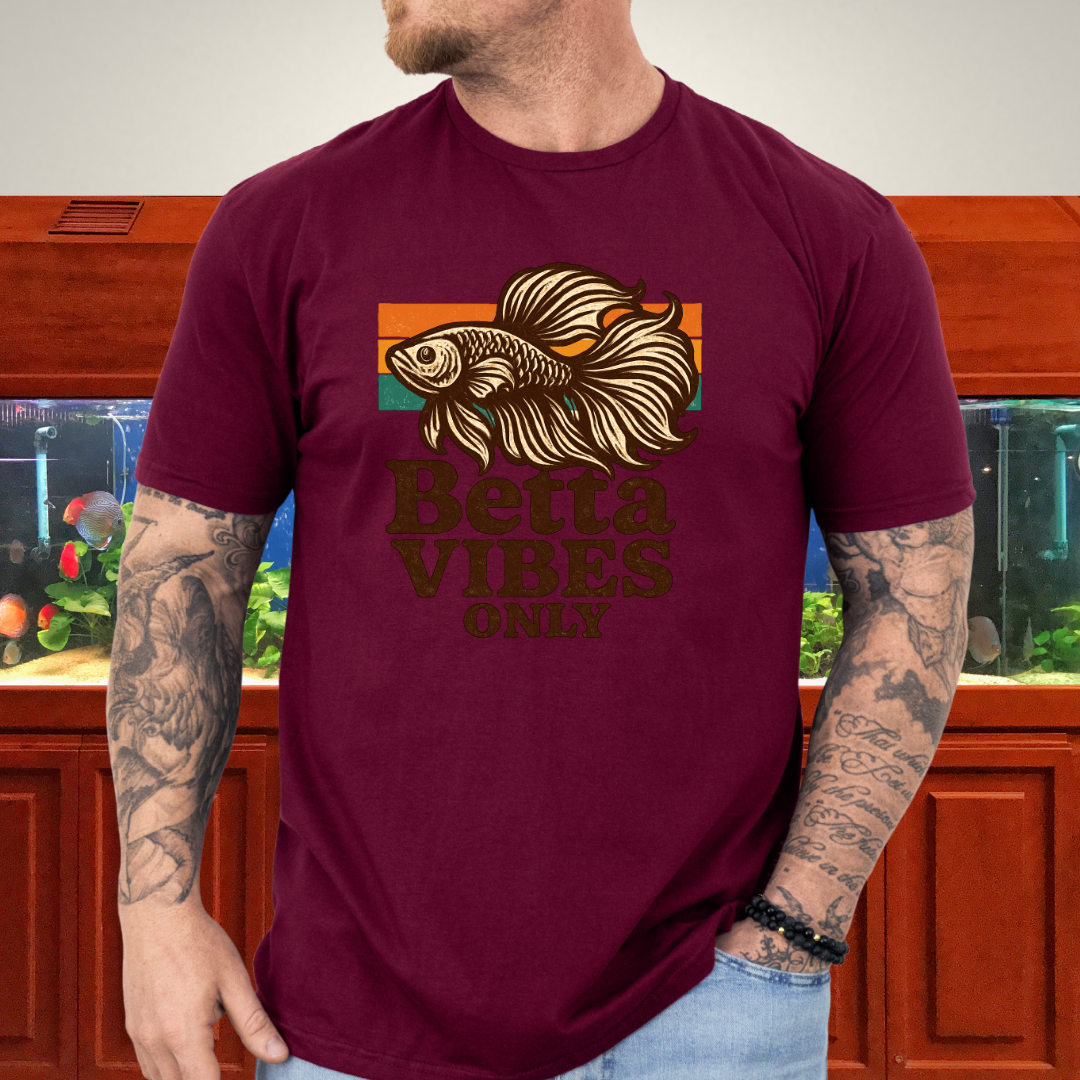 Retro 70s Betta Fish T-Shirt – Groovy Psychedelic Design